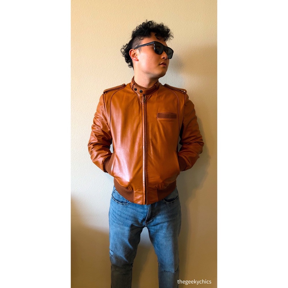 1980’s Caramel Brown Leather Iconic Racer Jacket